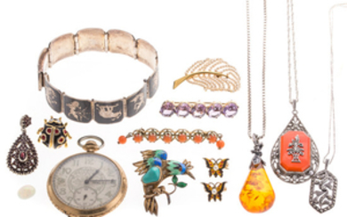 A Collection of Lady's Jewelry Featuring Amber