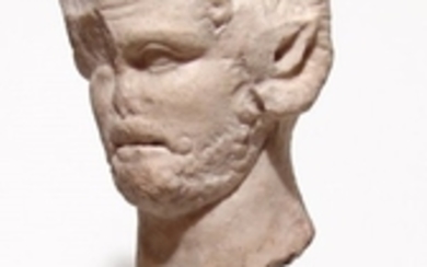 Graeco-Roman satyr head with attributes of Zeus-Ammon