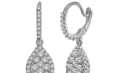 14K White Gold 1 Ctw Diamond Drop Earrings