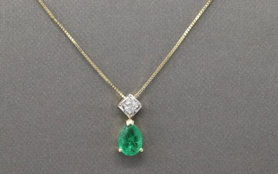 14Kt Emerald & Diamond Pendant