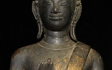 15/16thC. Standing Bronze Buddha from Southern Thailand- Good Size, Rare type!!