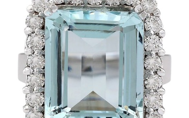 16.06 Carat Aquamarine 18K White Gold Diamond Ring