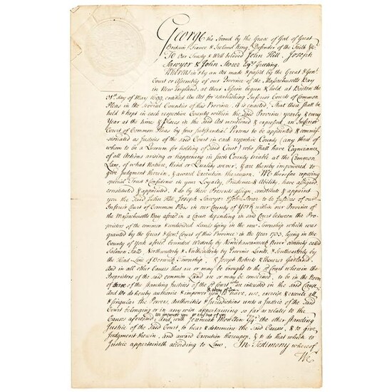 1743 WILLIAM SHIRLEY, Signed Justices Appointment
