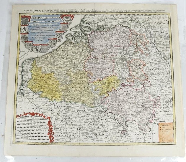 1747 Map Belgium Catholicum, Tobias Maier, Heritie