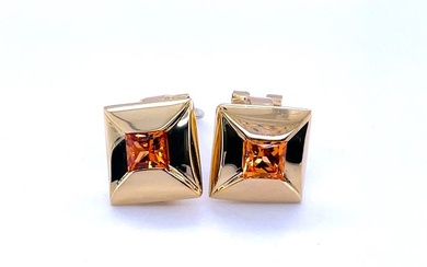 18 kt. Gold, Yellow gold - Earring, Earrings - 1.40 ct Garnet - Garnets