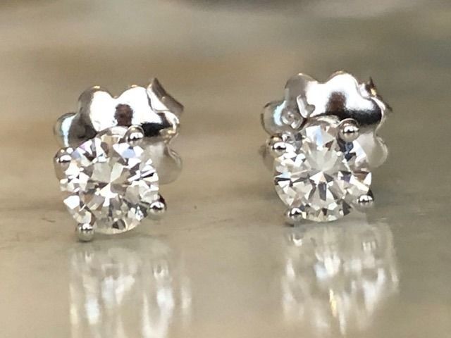 18 kt. White gold - Earrings - 0.60 ct Diamond