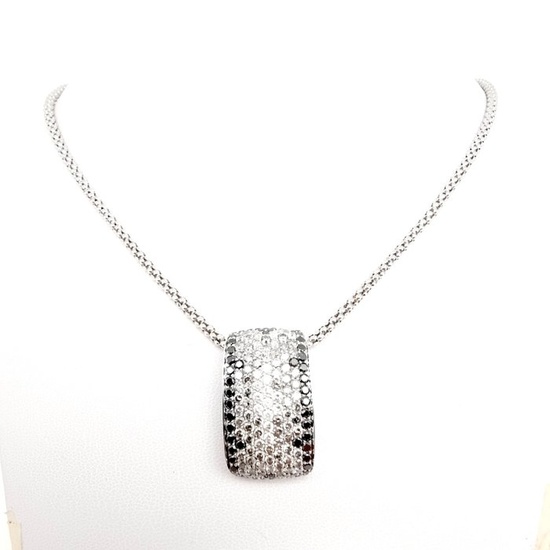 18 kt. White gold - Necklace - 2.00 ct Diamond - Black Diamonds