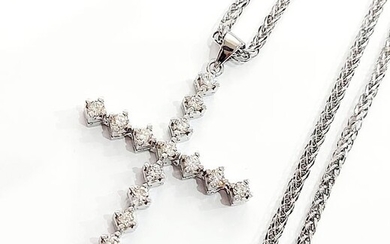 18 kt. White gold - Necklace, Necklace with pendant, Pendant - 1.60 ct Diamond - Diamond, Diamonds