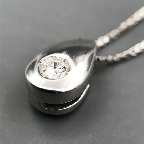 18 kt. White gold - Necklace with pendant - 0.07 ct Diamond