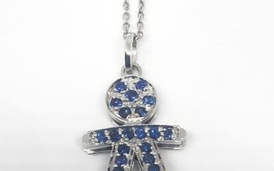 18 kt. White gold - Necklace with pendant - 0.60 ct Sapphire - Sapphires