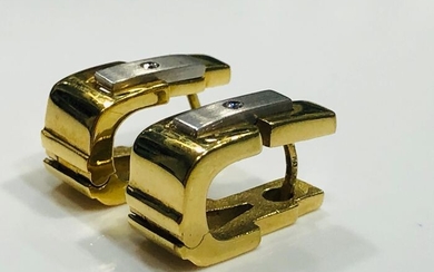 18 kt. White gold, Yellow gold - Earrings - 0.02 ct Diamond