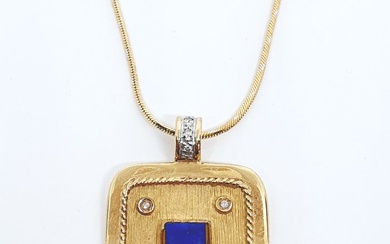 18 kt. Yellow gold - Necklace, Pendant - 0.40 ct Lapis lazuli