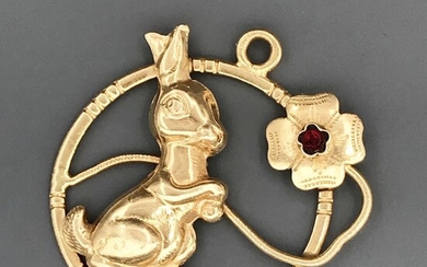 18 kt. Yellow gold - Pendant - 0.10 ct Ruby