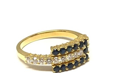 18 kt. Yellow gold - Ring - 0.43 ct Diamond - Sapphire