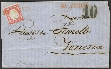 1862, Province Napoletane, lettera da Napoli per Venezia del 23 gennaio 1862