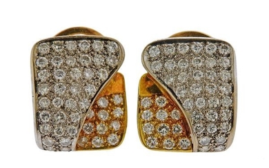 18K Two Tone Gold Diamond Earrings