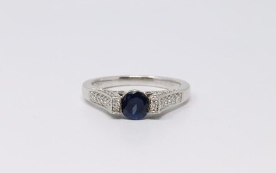 18Kt White Gold Sapphire & Diamond Ring.