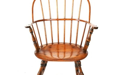 18th C. Oak & Maple Sack Back Windsor Chair