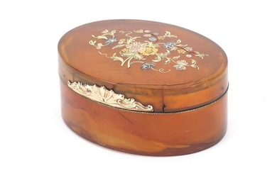 18th century horn and piqué work oval snuff box, the