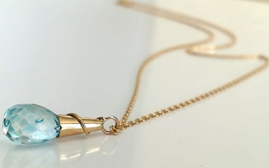 19,2 kt. Yellow gold - Necklace - 5.00 ct marine water