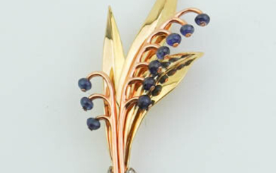 1940'S YELLOW, ROSE AND WHITE GOLD, DIAMOND, AND SAPPHIRE BEAD,...
