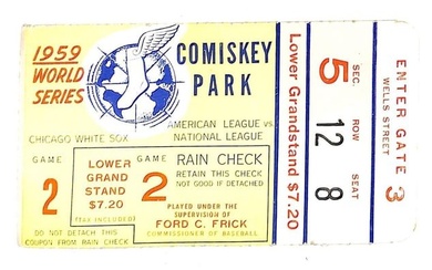 1959 World Series Game 2 Baseball Ticket Dodgers @ White Sox