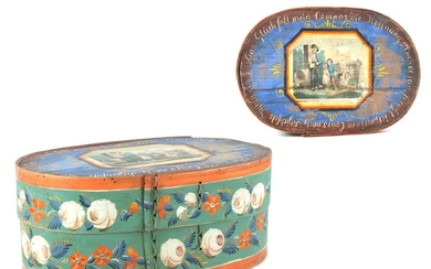 (-), 19e eeuwse Duitse spanen doos met litho...