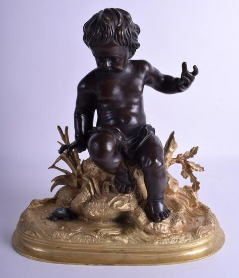 19th C. Gilt & Patinated Bronze Figure of a Putti