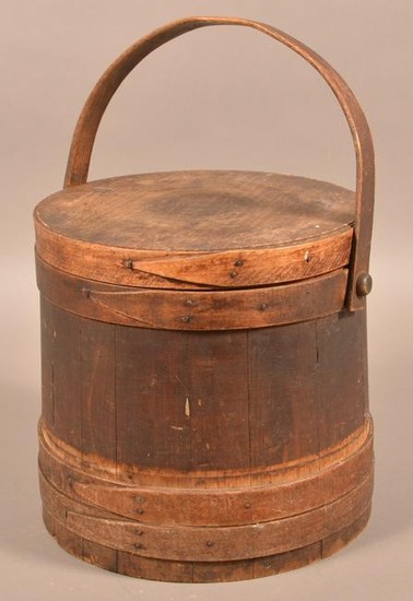 19th Century Brown Painted Covered Firkin.