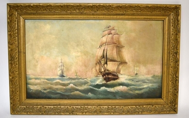 19thC. American Oil - Ships at Sea