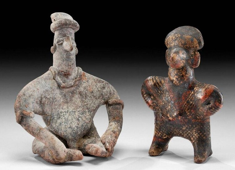2 Colima & Nayarit Pottery Figures w/ Pigments