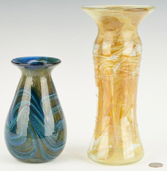 2 Richard Jolley Art Glass Vases