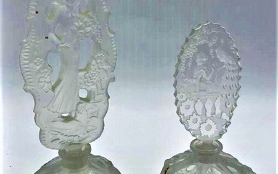 [2] Two Art Deco Crystal & Satin Glass Figure Perfumers