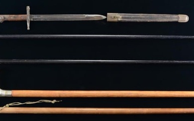 2 VICTORIAN WALKING STICKS, 2 MODERN CANES, AND A