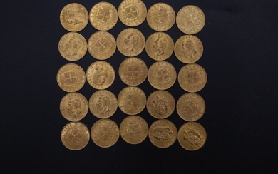25 pièces de 20 lires en or jaune - 161.49... - Lot 47 - A.Blanchy | E.Lacombe - Bordeaux Chartrons - Bordeaux Enchères