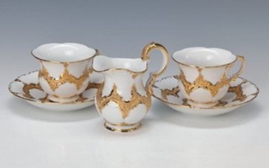 6 cups and saucers, creamer, Meissen, 2....