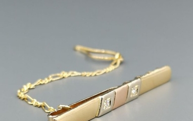 18 kt. Pink gold, White gold, Yellow gold - Tie clip - 0.05 ct Diamond