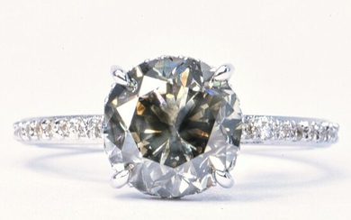 2.92 ct Natural Fancy Deep Gray SI1 - 14 kt. White gold - Ring - 2.68 ct Diamond - Diamonds, No Reserve Price