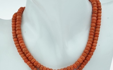 Grote zilveren sluiting - 835 Silver - Necklace Blood coral