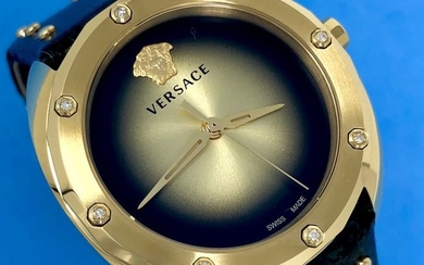 Versace - 8 Diamonds Gold tone Shadov Snake Pattern Leather Swiss Made- VEBM01018 - Women - NEW