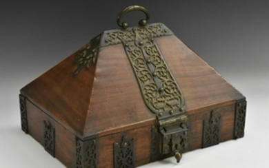 A 19th century Indian brass mounted hardwood dowry box