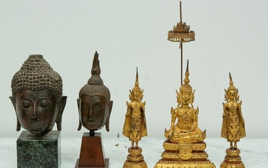 Group of Buddhas and Buddha Heads