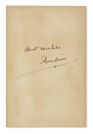 HOUDINI, HARRY. A Magician Among the Spirits. Signed twice, "Houdini," and Inscribed on...