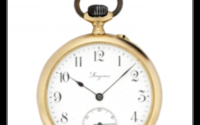 LONGINES 18K gold pocket watch Early 20th century Dial,...