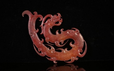 AN ANCIENT JADE ORNAMENT IN DRAGON SCULPTURED