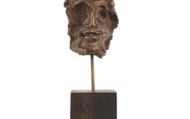 ANDRE DERAIN (1880-1954) Visage d'homme Bronze cast with brown patina;...