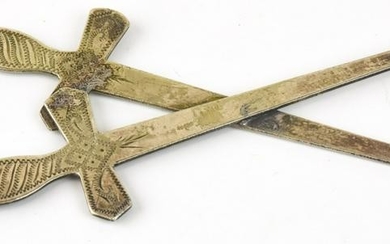 Antique Sterling Odd Fellows Double Sword Pendant