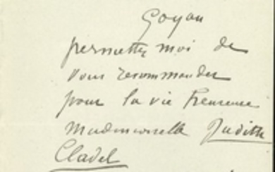 Auguste RODIN. L.A.S., 5 novembre 1906, à Madame L…