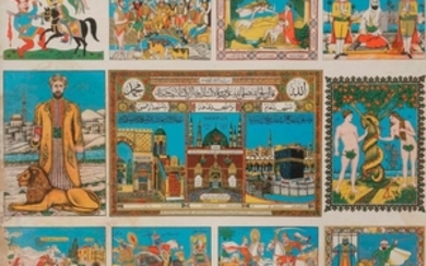 Certificat de pèlerinage entouré d’images religieu…