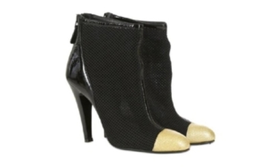 Chanel Black Perforated Mesh Booties, c. 2010, black